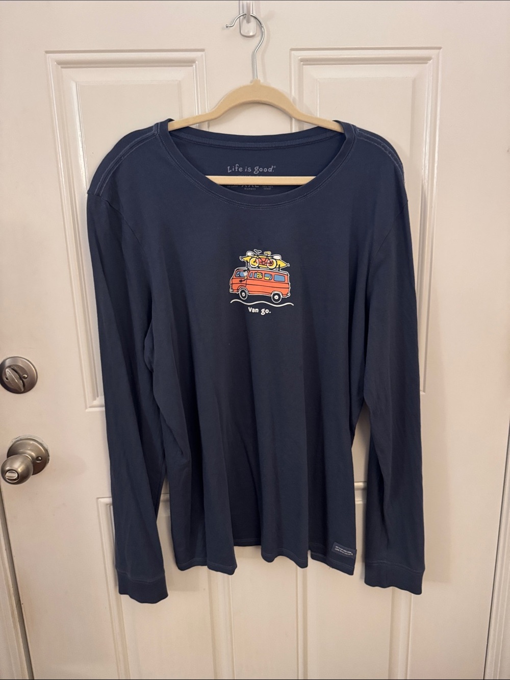 Life Is Good Navy Long-Sleeve Tee with Orange Van Graphic